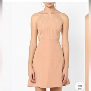 AJIO Faux Suede Halter Mini Dress